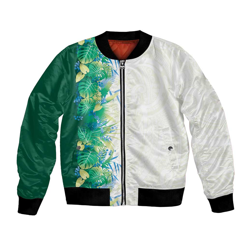 Hawaii Tropical Plant Omaomao Bomber Jacket Vibrant Polynesian Pattern LT01 Unisex Green - Polynesian Pride