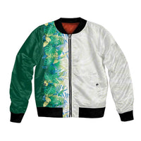 Hawaii Tropical Plant Omaomao Bomber Jacket Vibrant Polynesian Pattern LT01 Unisex Green - Polynesian Pride