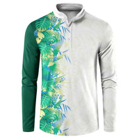 Hawaii Tropical Plant Omaomao Button Sweatshirt Vibrant Polynesian Pattern LT01 Green - Polynesian Pride