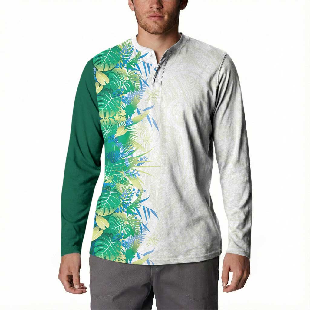 Hawaii Tropical Plant Omaomao Button Sweatshirt Vibrant Polynesian Pattern LT01 - Polynesian Pride