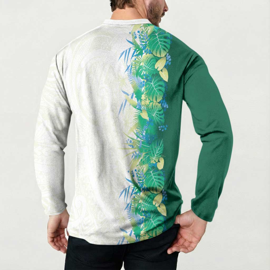 Hawaii Tropical Plant Omaomao Button Sweatshirt Vibrant Polynesian Pattern LT01 - Polynesian Pride