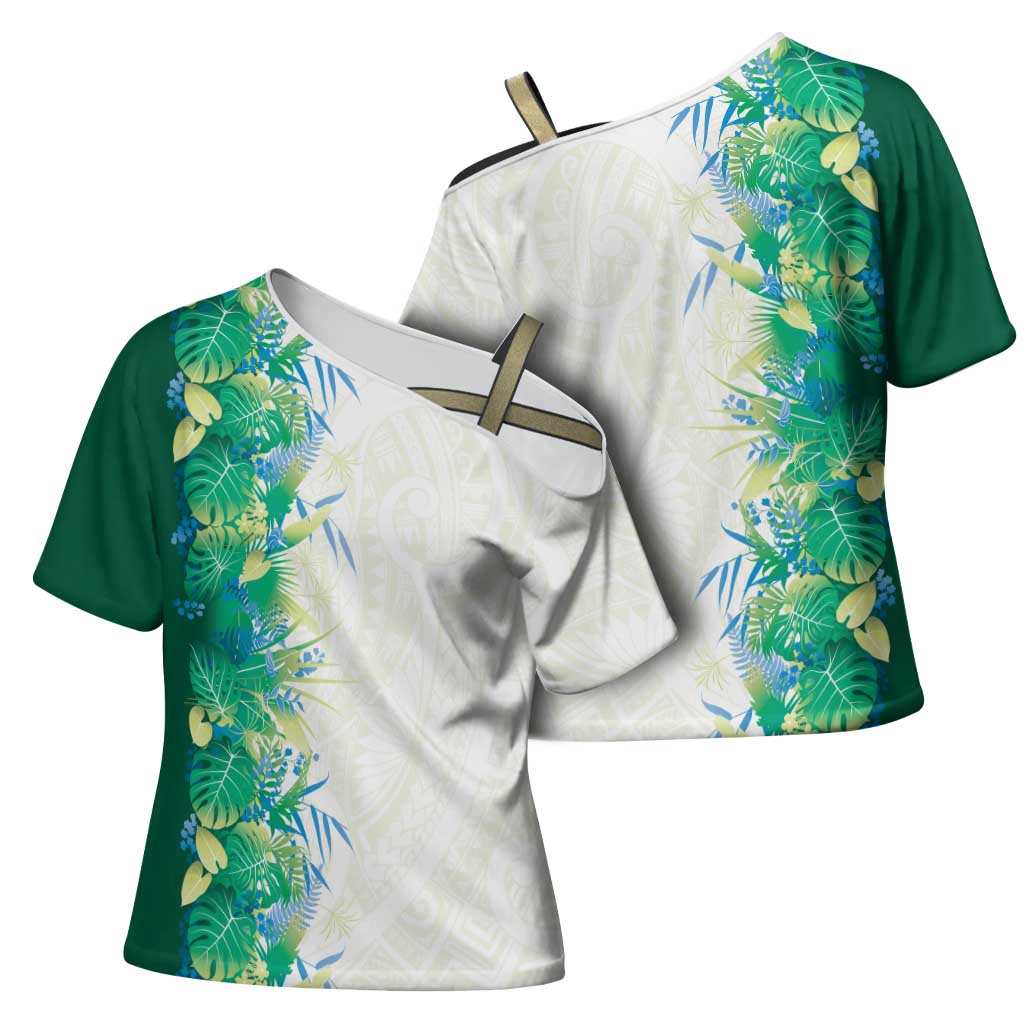 Hawaii Tropical Plant Omaomao Cross Shoulder Shirt Vibrant Polynesian Pattern LT01 - Polynesian Pride