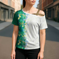 Hawaii Tropical Plant Omaomao Cross Shoulder Shirt Vibrant Polynesian Pattern LT01 - Polynesian Pride