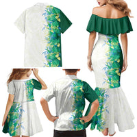 Hawaii Tropical Plant Omaomao Family Matching Mermaid Dress and Hawaiian Shirt Vibrant Polynesian Pattern