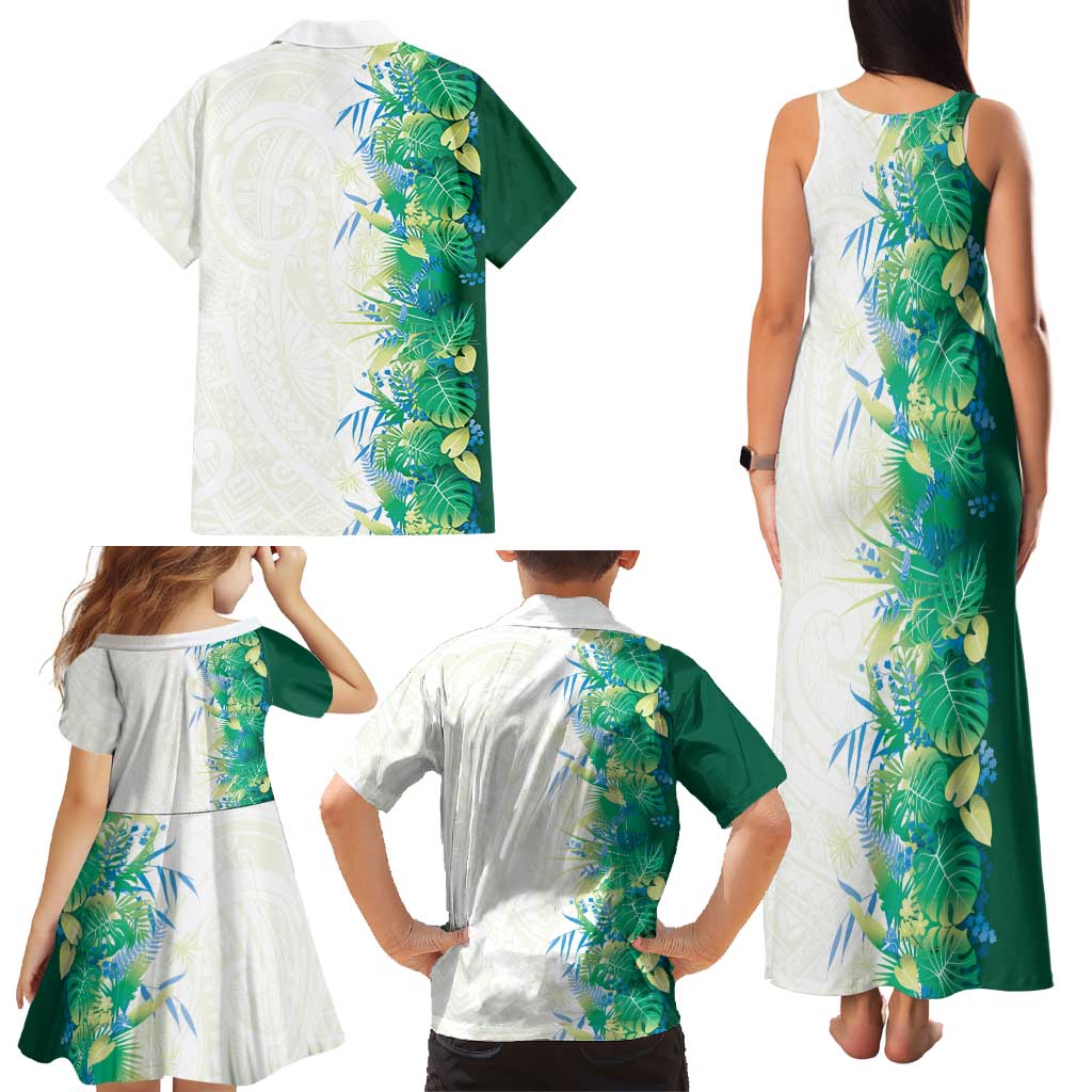 Hawaii Tropical Plant Omaomao Family Matching Tank Maxi Dress and Hawaiian Shirt Vibrant Polynesian Pattern