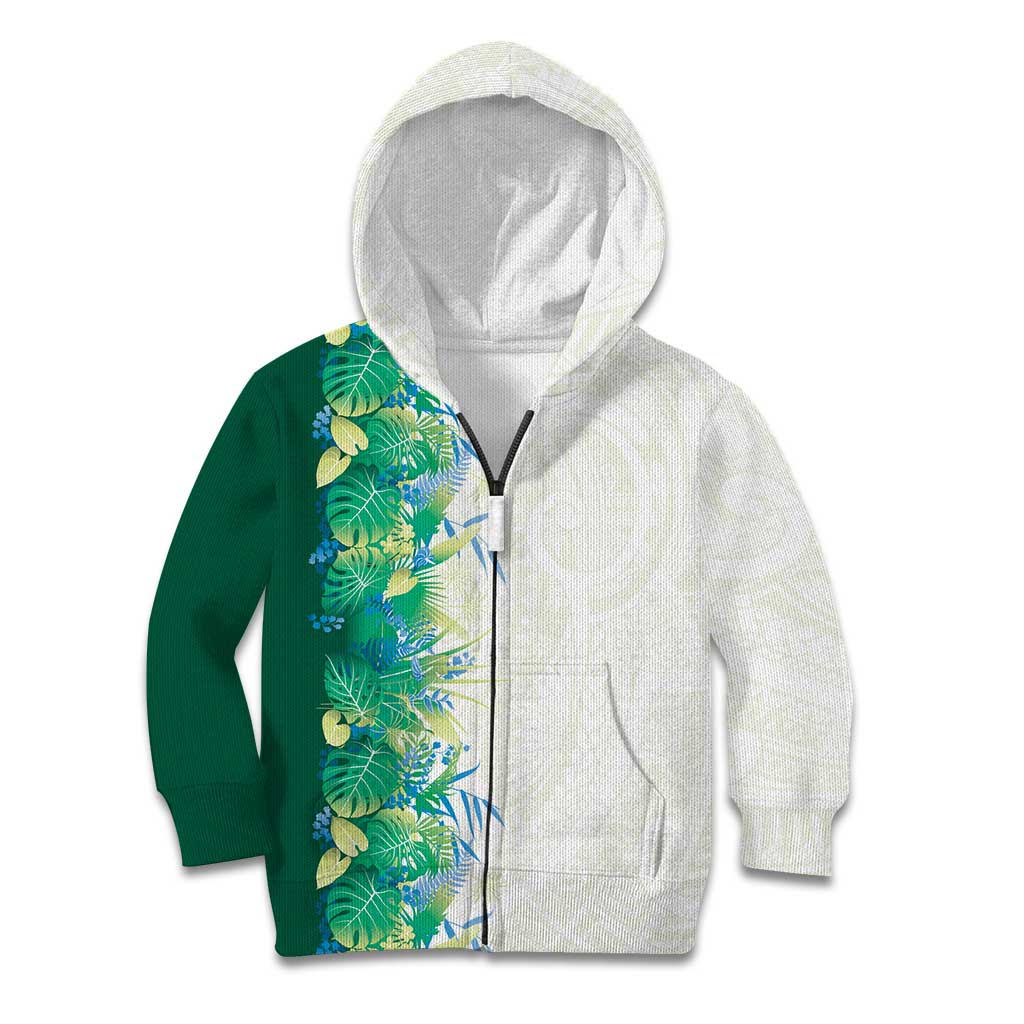 Hawaii Tropical Plant Omaomao Kid Hoodie Vibrant Polynesian Pattern LT01 Zip Hoodie Green - Polynesian Pride