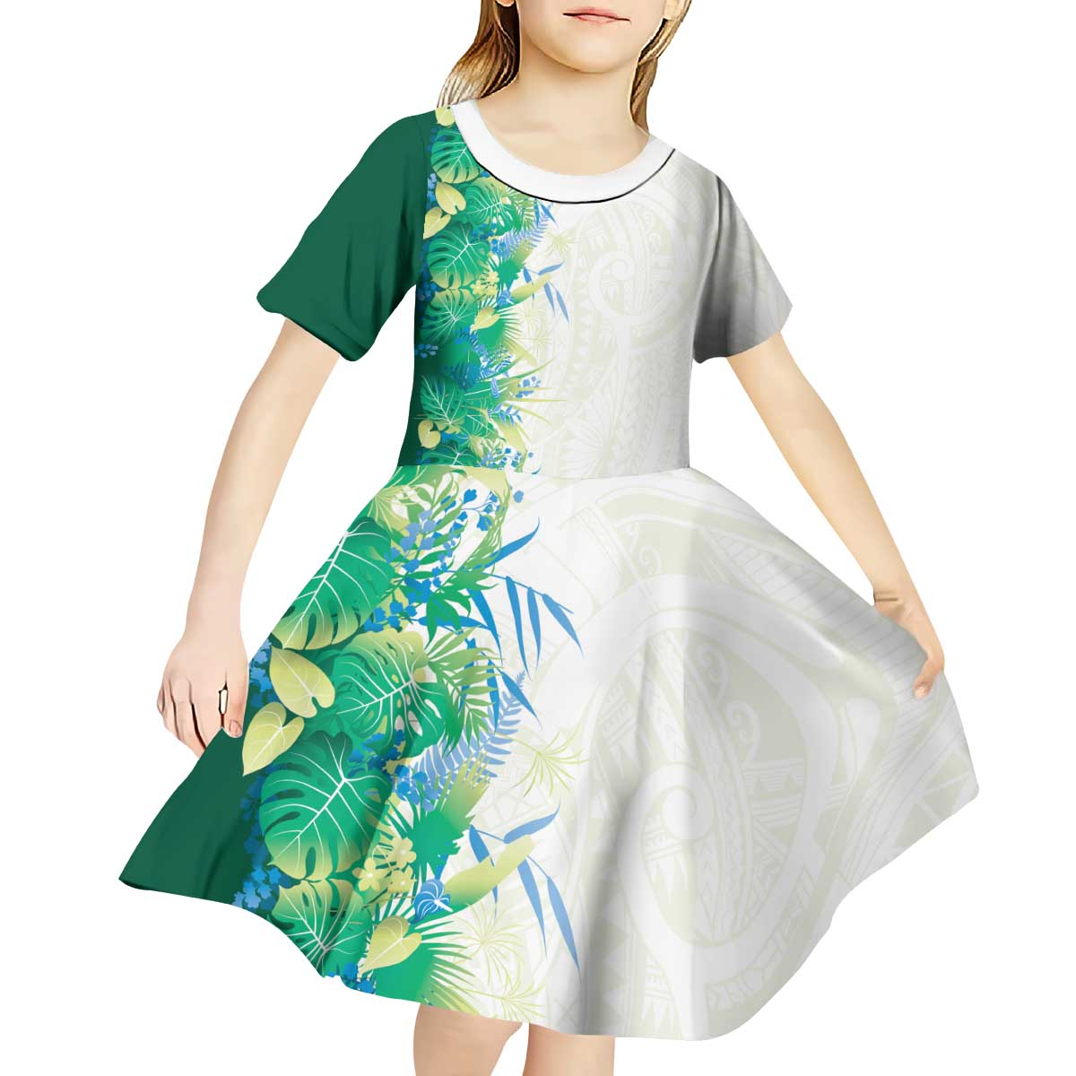 Hawaii Tropical Plant Omaomao Kid Short Sleeve Dress Vibrant Polynesian Pattern LT01 - Polynesian Pride