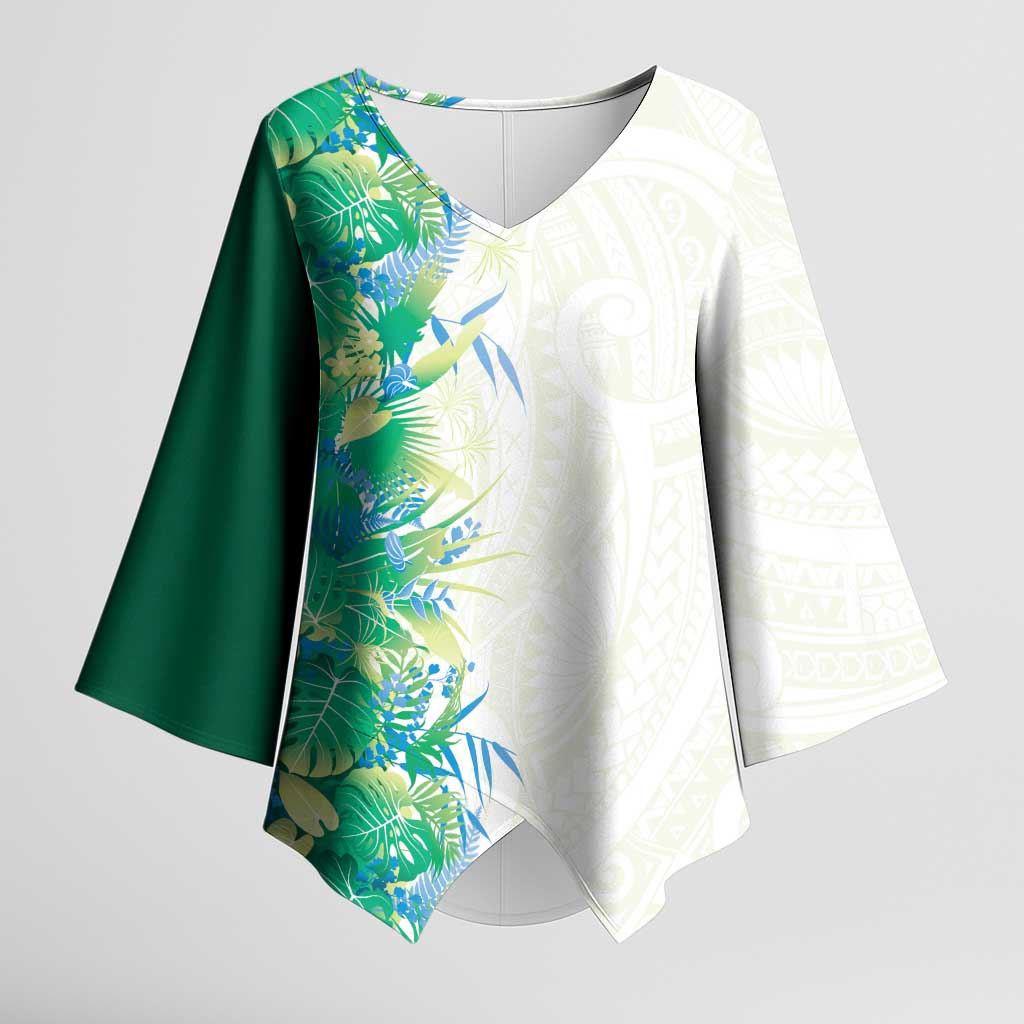 Hawaii Tropical Plant Omaomao Kimono Sleeve Blouse Vibrant Polynesian Pattern LT01 Female Green - Polynesian Pride