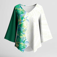 Hawaii Tropical Plant Omaomao Kimono Sleeve Blouse Vibrant Polynesian Pattern LT01 Female Green - Polynesian Pride