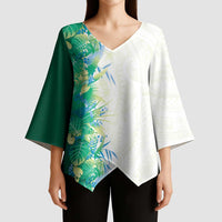 Hawaii Tropical Plant Omaomao Kimono Sleeve Blouse Vibrant Polynesian Pattern LT01 - Polynesian Pride