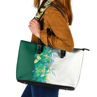Hawaii Tropical Plant Omaomao Leather Tote Bag Vibrant Polynesian Pattern