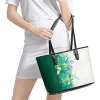 Hawaii Tropical Plant Omaomao Leather Tote Bag Vibrant Polynesian Pattern