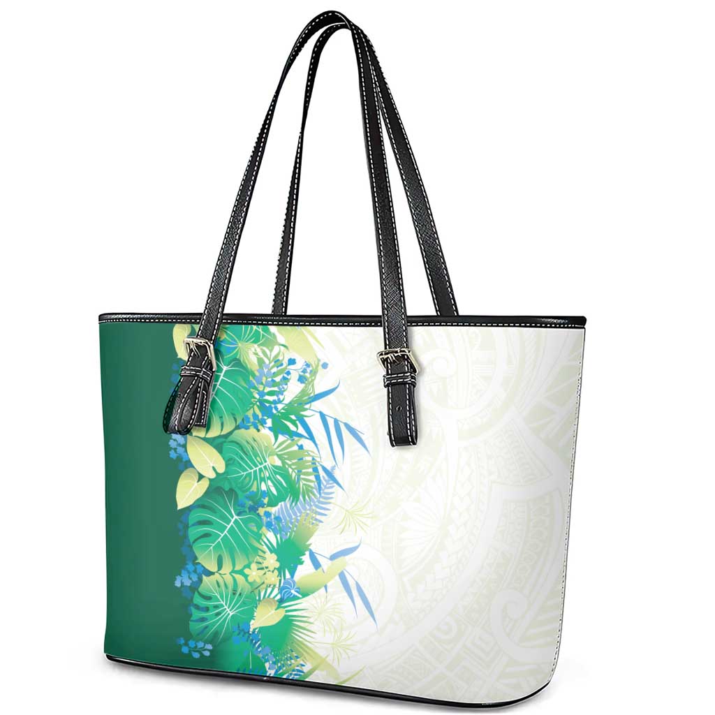 Hawaii Tropical Plant Omaomao Leather Tote Bag Vibrant Polynesian Pattern