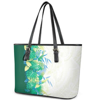 Hawaii Tropical Plant Omaomao Leather Tote Bag Vibrant Polynesian Pattern