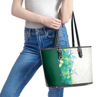 Hawaii Tropical Plant Omaomao Leather Tote Bag Vibrant Polynesian Pattern
