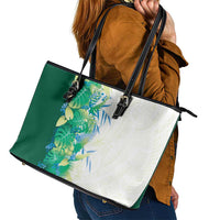 Hawaii Tropical Plant Omaomao Leather Tote Bag Vibrant Polynesian Pattern