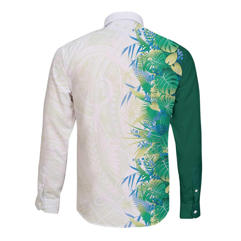 Hawaii Tropical Plant Omaomao Long Sleeve Button Shirt Vibrant Polynesian Pattern