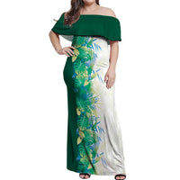 Hawaii Tropical Plant Omaomao Off Shoulder Maxi Dress Vibrant Polynesian Pattern LT01 Women Green - Polynesian Pride