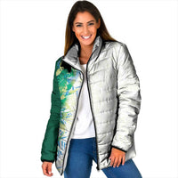 Hawaii Tropical Plant Omaomao Padded Jacket Vibrant Polynesian Pattern LT01 Women Green - Polynesian Pride