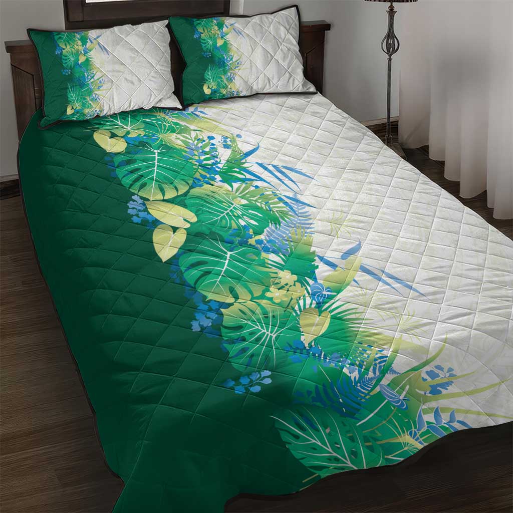 Hawaii Tropical Plant Omaomao Quilt Bed Set Vibrant Polynesian Pattern