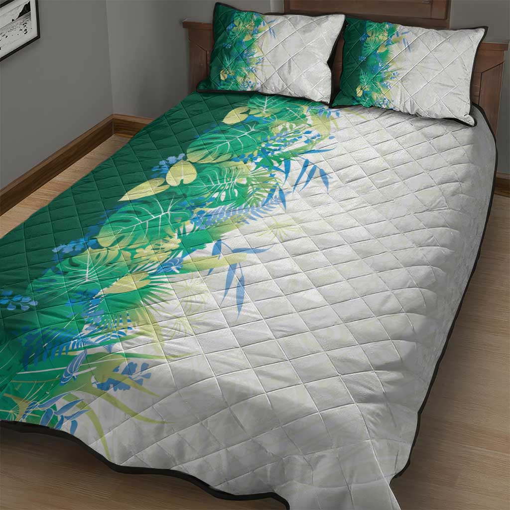 Hawaii Tropical Plant Omaomao Quilt Bed Set Vibrant Polynesian Pattern