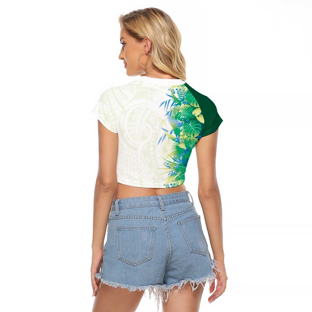 Hawaii Tropical Plant Omaomao Raglan Cropped T Shirt Vibrant Polynesian Pattern LT01 - Polynesian Pride