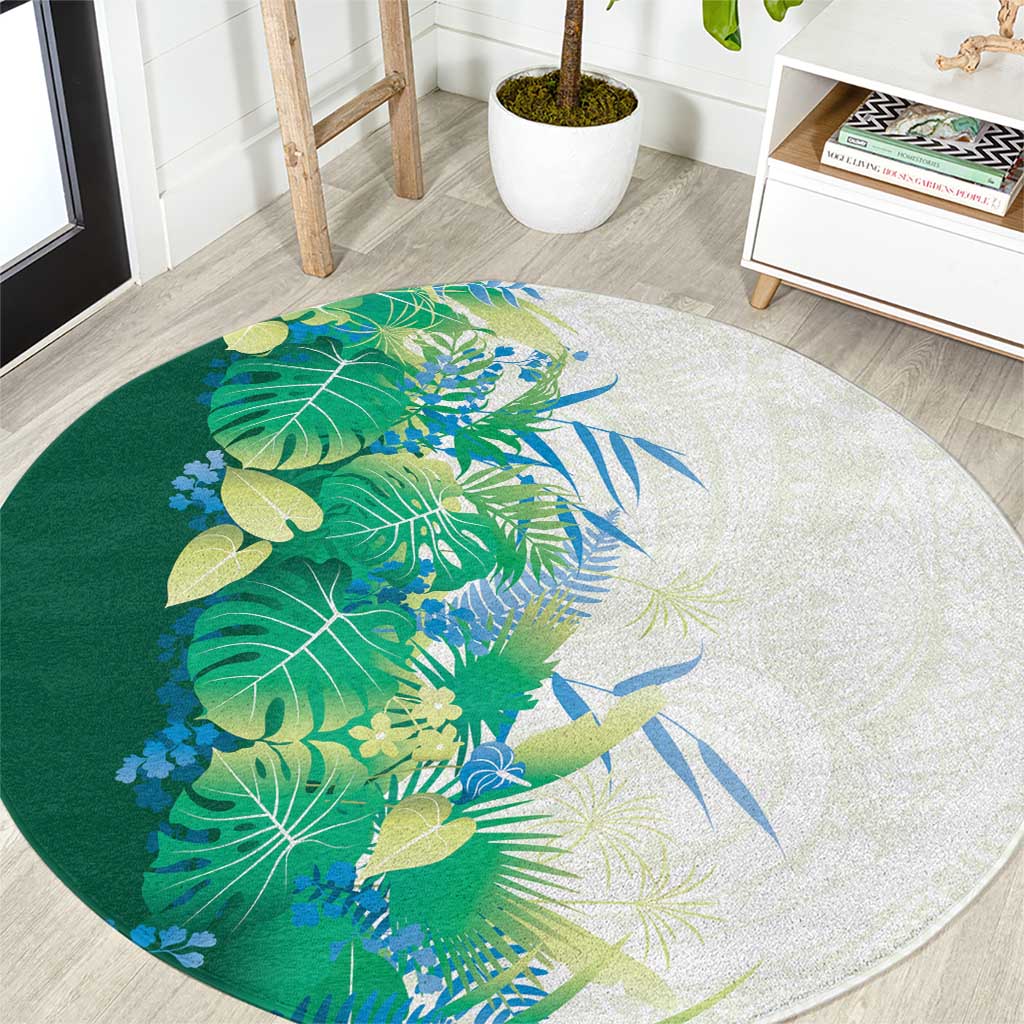 Hawaii Tropical Plant Omaomao Round Carpet Vibrant Polynesian Pattern LT01 Green - Polynesian Pride
