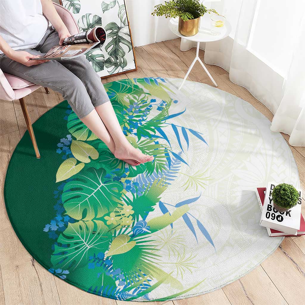 Hawaii Tropical Plant Omaomao Round Carpet Vibrant Polynesian Pattern LT01 - Polynesian Pride