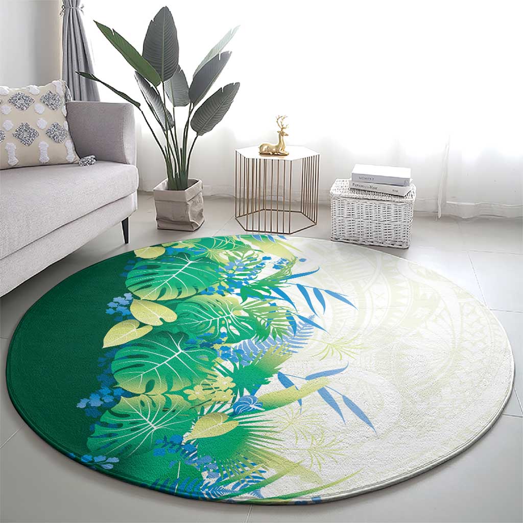 Hawaii Tropical Plant Omaomao Round Carpet Vibrant Polynesian Pattern LT01 - Polynesian Pride