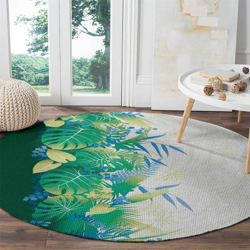 Hawaii Tropical Plant Omaomao Round Carpet Vibrant Polynesian Pattern LT01 - Polynesian Pride