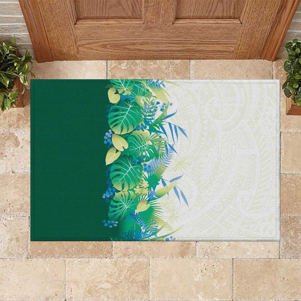 Hawaii Tropical Plant Omaomao Rubber Doormat Vibrant Polynesian Pattern LT01 Green - Polynesian Pride