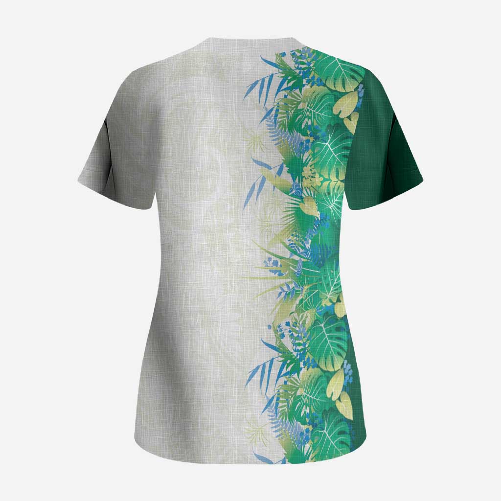 Hawaii Tropical Plant Omaomao Scrub Top Vibrant Polynesian Pattern LT01 - Polynesian Pride