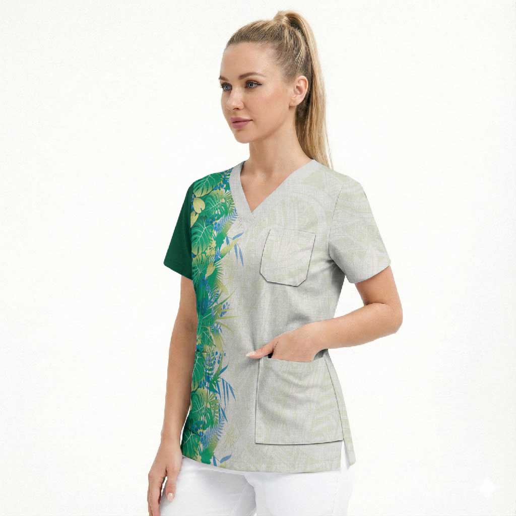Hawaii Tropical Plant Omaomao Scrub Top Vibrant Polynesian Pattern LT01 - Polynesian Pride