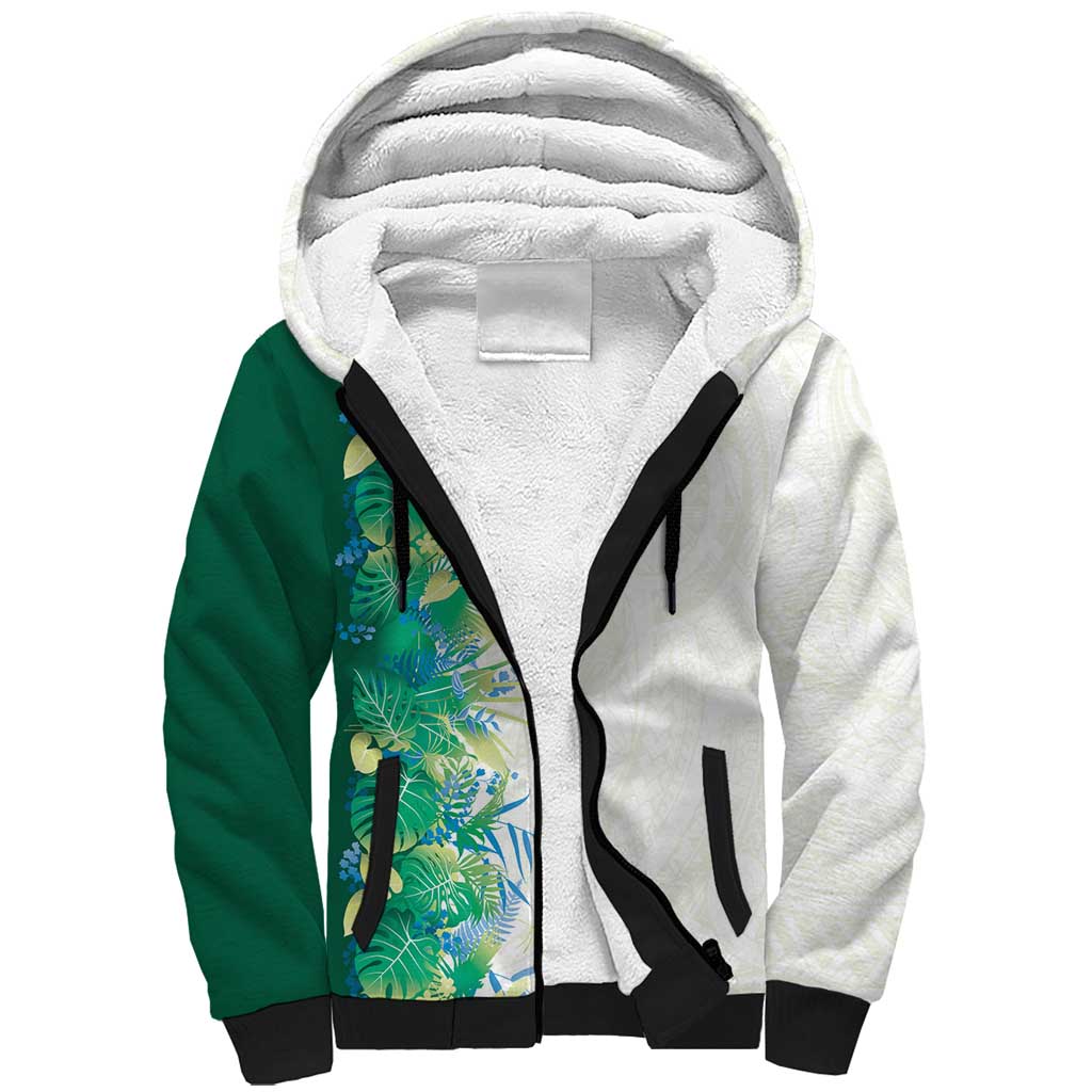 Hawaii Tropical Plant Omaomao Sherpa Hoodie Vibrant Polynesian Pattern LT01 Unisex Green - Polynesian Pride