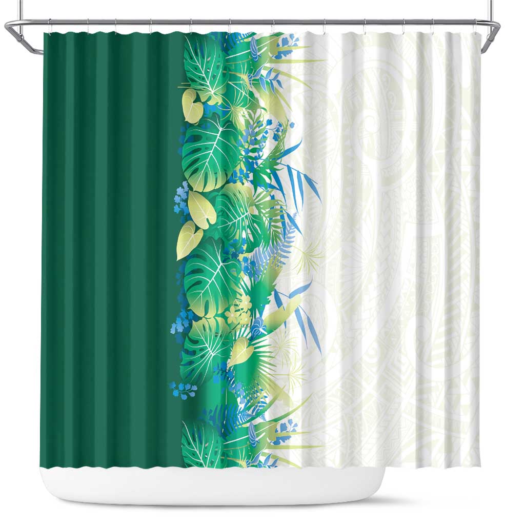 Hawaii Tropical Plant Omaomao Shower Curtain Vibrant Polynesian Pattern LT01 Green - Polynesian Pride