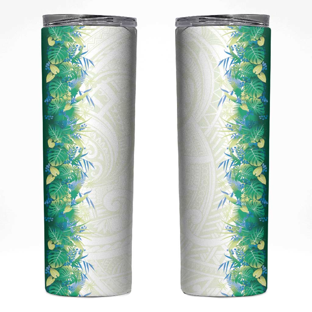 Hawaii Tropical Plant Omaomao Skinny Tumbler Vibrant Polynesian Pattern LT01 Green - Polynesian Pride