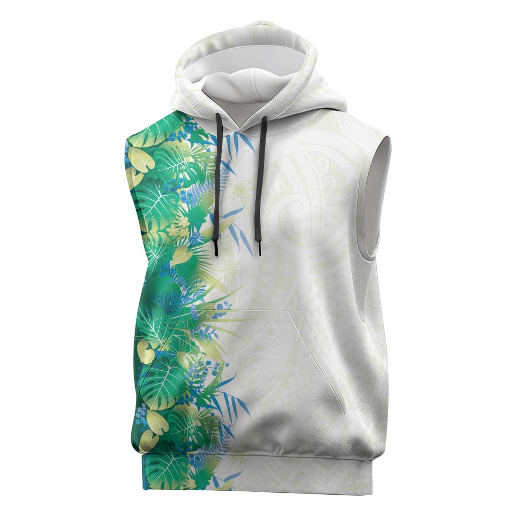 Hawaii Tropical Plant Omaomao Sleeveless Hoodie Vibrant Polynesian Pattern LT01 Green - Polynesian Pride