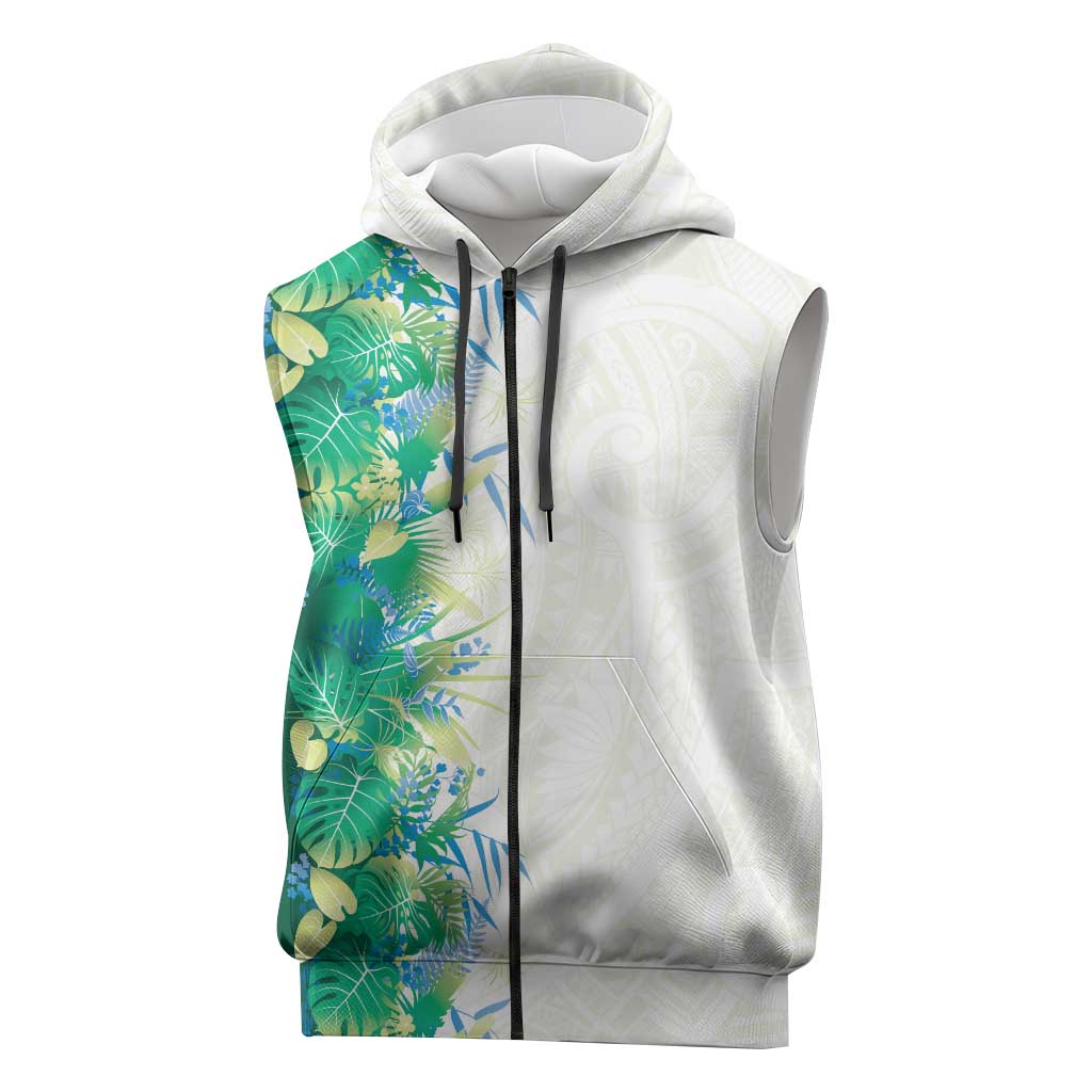 Hawaii Tropical Plant Omaomao Sleeveless Zip Hoodie Vibrant Polynesian Pattern LT01 Green - Polynesian Pride