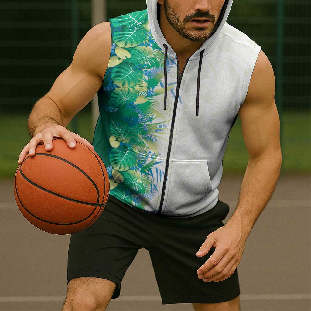 Hawaii Tropical Plant Omaomao Sleeveless Zip Hoodie Vibrant Polynesian Pattern LT01 - Polynesian Pride
