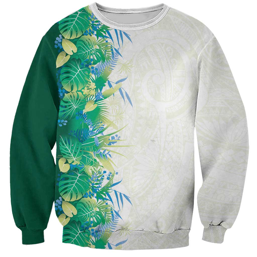 Hawaii Tropical Plant Omaomao Sweatshirt Vibrant Polynesian Pattern LT01 Unisex Green - Polynesian Pride