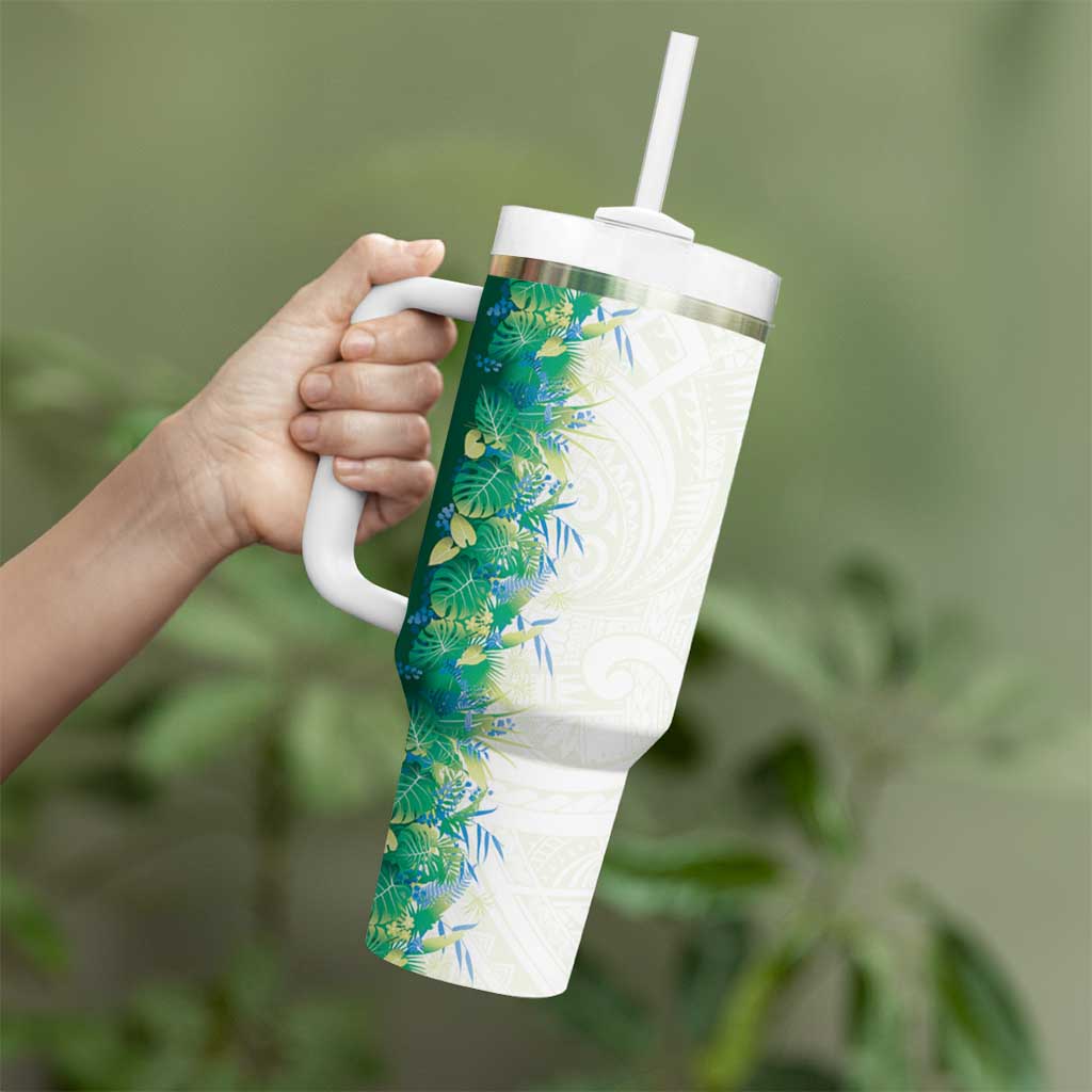 Hawaii Tropical Plant Omaomao Tumbler With Handle Vibrant Polynesian Pattern LT01 - Polynesian Pride