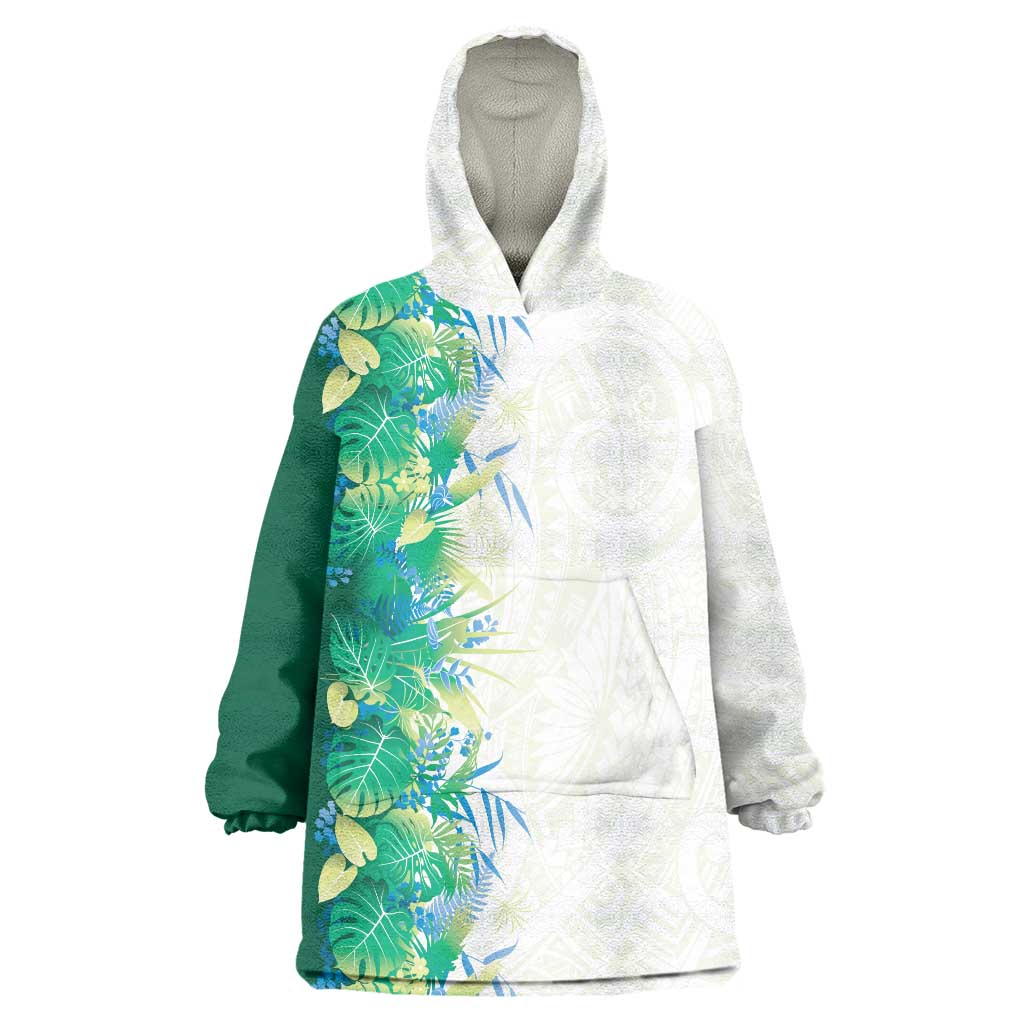 Hawaii Tropical Plant Omaomao Wearable Blanket Hoodie Vibrant Polynesian Pattern LT01 One Size Green - Polynesian Pride