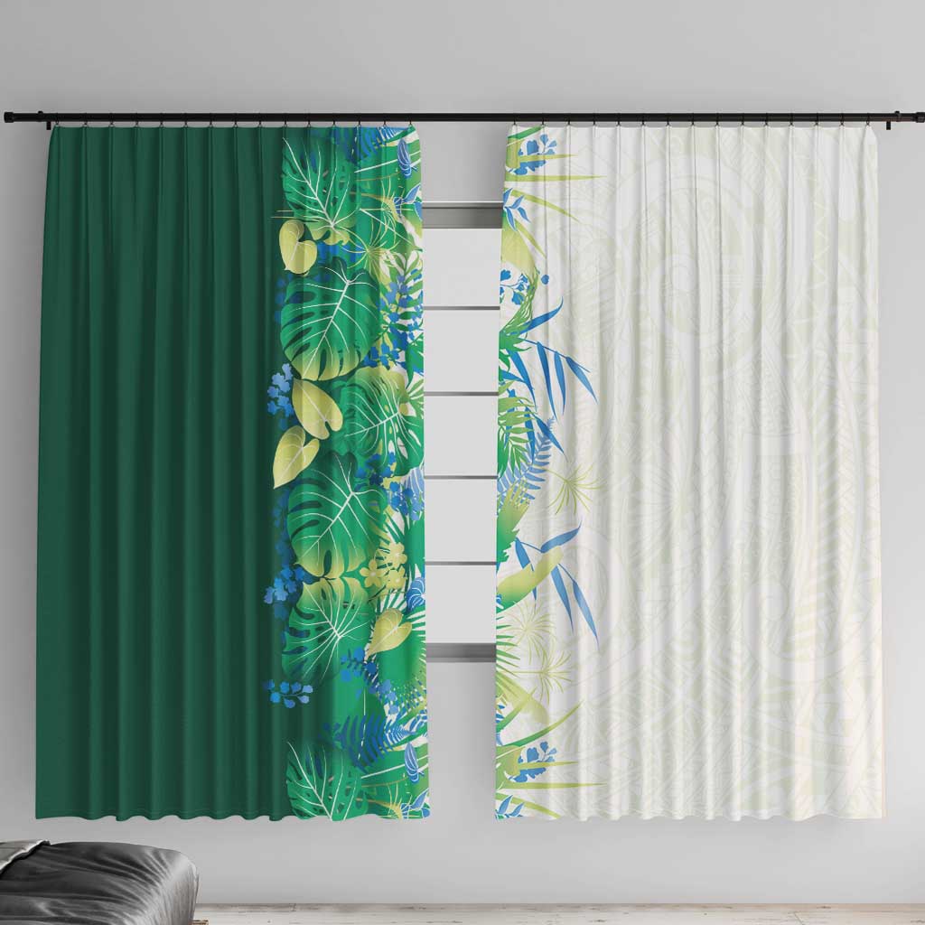 Hawaii Tropical Plant Omaomao Window Curtain Vibrant Polynesian Pattern LT01 With Hooks Green - Polynesian Pride
