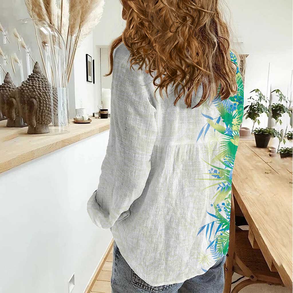 Hawaii Tropical Plant Omaomao Women Casual Shirt Vibrant Polynesian Pattern