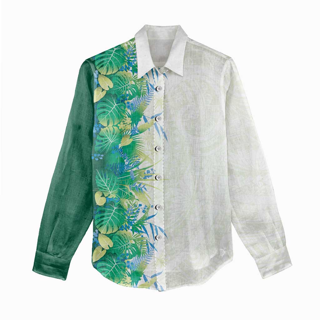 Hawaii Tropical Plant Omaomao Women Casual Shirt Vibrant Polynesian Pattern