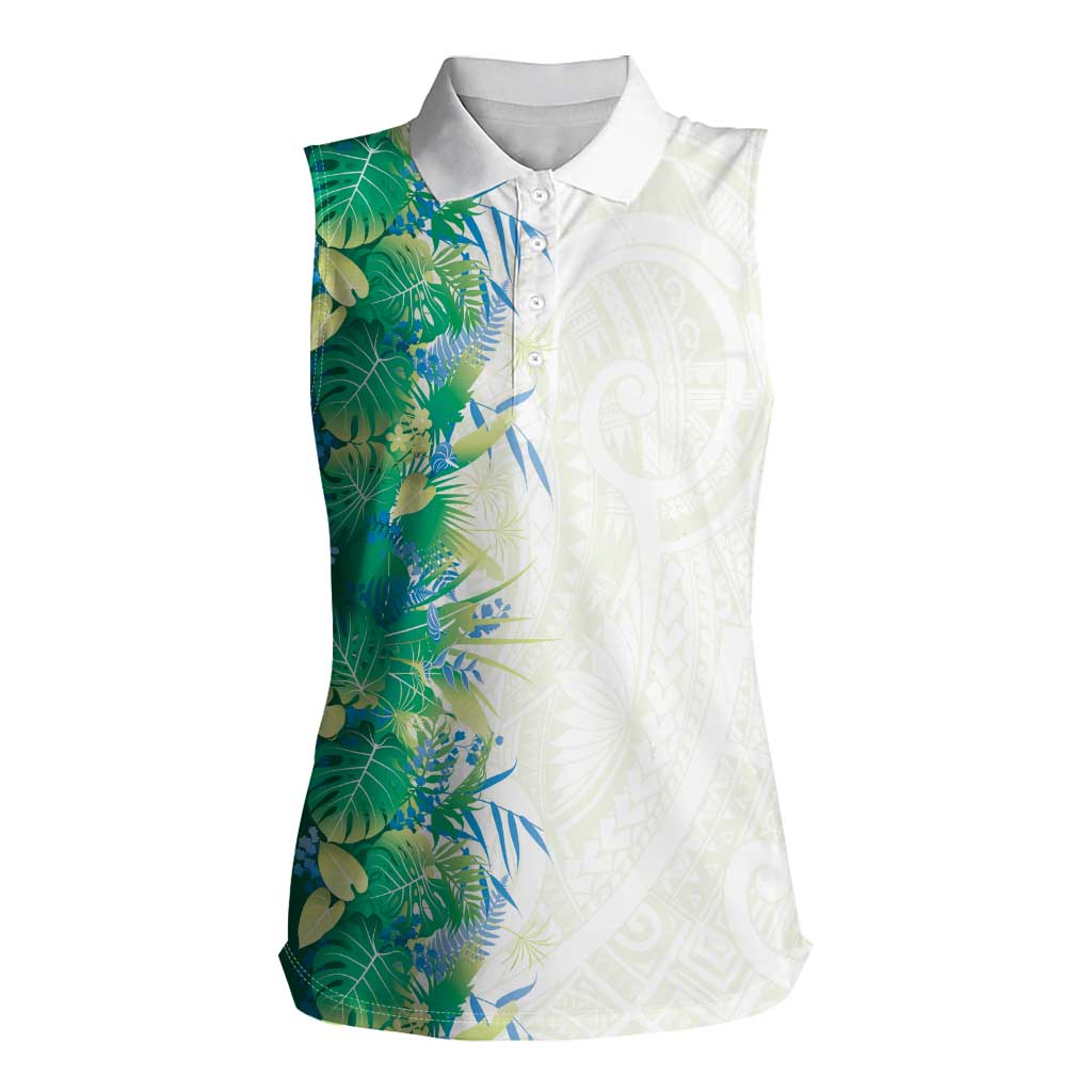Hawaii Tropical Plant Omaomao Women Sleeveless Polo Shirt Vibrant Polynesian Pattern LT01 Female Green - Polynesian Pride