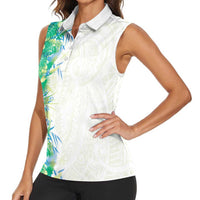 Hawaii Tropical Plant Omaomao Women Sleeveless Polo Shirt Vibrant Polynesian Pattern LT01 - Polynesian Pride