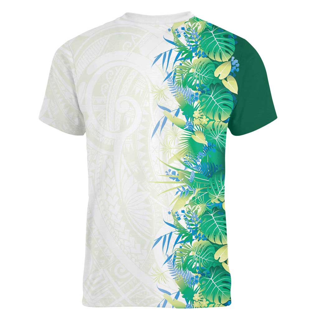 Hawaii Tropical Plant Omaomao Women V-Neck T-Shirt Vibrant Polynesian Pattern