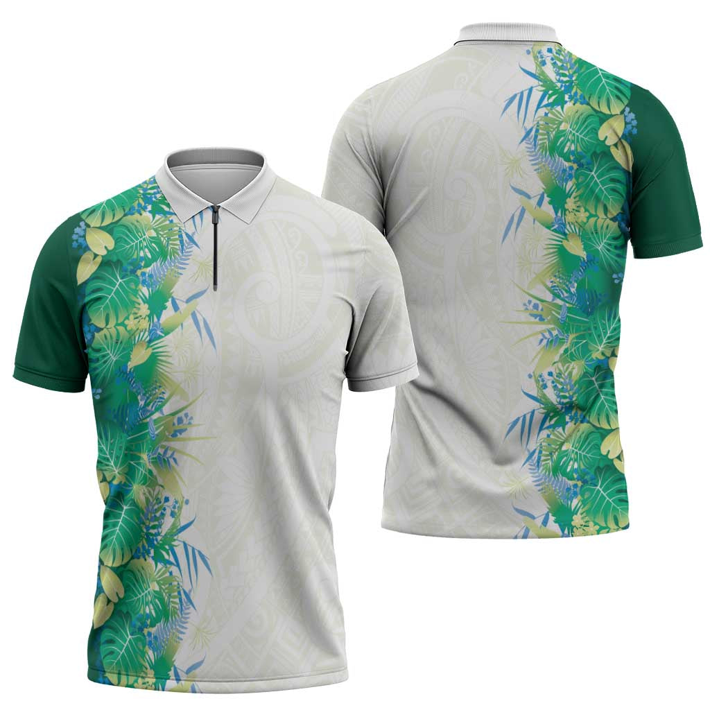 Hawaii Tropical Plant Omaomao Zipper Polo Shirt Vibrant Polynesian Pattern LT01 - Polynesian Pride
