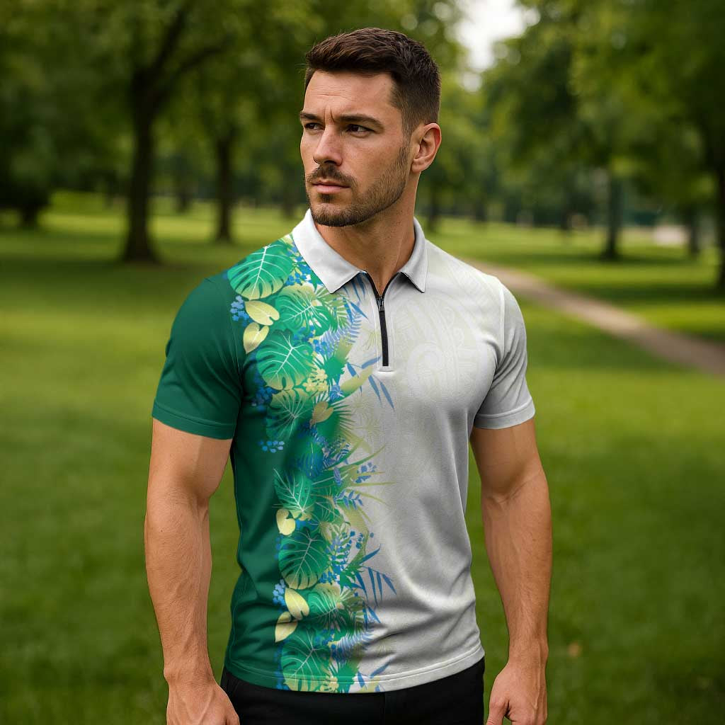 Hawaii Tropical Plant Omaomao Zipper Polo Shirt Vibrant Polynesian Pattern LT01 - Polynesian Pride